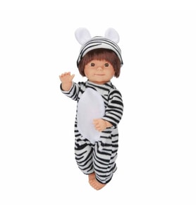 Bebelou Hayvan Kostümlü Bebek 40 cm – Zebra veya Leopar Kostümlü Büyük Bebek Figürü (Çok Renkli)