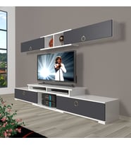 Decoraktiv Flex 5130 Mdf Gold Tv Ünitesi Tv Sehpası - Beyaz Antrasit (Beyaz - Antrasit)