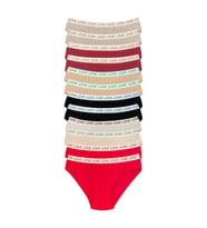 12 Adet Pamuklu Esnek Kadın Slip Bikini Külot Geniş Lastikli Baskılı