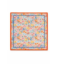 Turuncu Çiçek Desenli 55x55 cm Fular – Renkli Yazlık Kadın Boyun Fuları