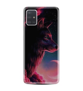 Samsung a71 A72 A73 A7 A9 2018 C7 C9 Kılıf Desenli Silikon Wolf and Moon 1380