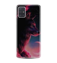 Samsung a71 A72 A73 A7 A9 2018 C7 C9 Kılıf Desenli Silikon Wolf and Moon 1380
