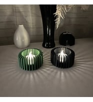 3D Baskı Modern Çizgili Mumluk - Tealight Mumluk (1 Adet)-Yeşil