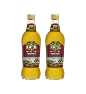 Kristal Natürel Sızma Zeytinyagı Dolgun Güclü 1 L Cam Şişe 2 li