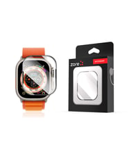 Apple Watch Ultra 49mm Uyumlu Zore ALM-01 Metal Çerçeveli Ekran Koruyucu (Siyah)