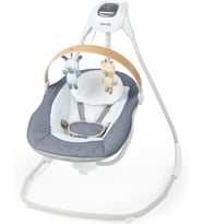 Simplecomfort Kompakt Yatıştırıcı Salıncak, Döner Çubuk, Dönen Koltuk, 6 Hız Seçeneği, 0 Aylık İle 9 Aylık Arasındaki Bebekler İçin, 9 Kg'a Kadar, Chambray