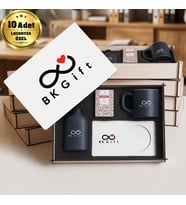 Logonuza Özel 10 Adet Kutulu Ahşap Altlıklı Antrasit Fincan & Kolonya & & Aromalı Kahve Seti – Ahşap Kutulu Kurumsal Hediye Seti