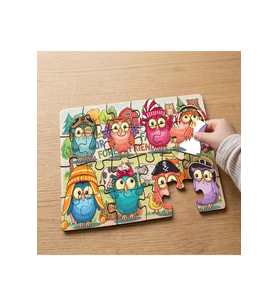 Rengarenk Baykuşlar Tasarımlı 24 Parça Ahşap Çocuk Puzzle MPK0279