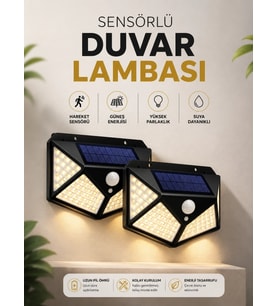 Solar Sensörlü Duvar Lambası Bahçe Lambaso Parlak Beyaz Işık Suya Dayanıklı