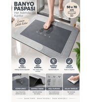 Kaymaz Taban Sihirli Su Emen Banyo, Lavabo Paspası 50 X 70 Cm Banyo Önü Duşakabin Önü Su Emici Sihirli Paspas