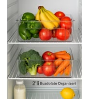 2'li Buzdolabı İçi Düzenleyici Saklama Organizeri Bpa Free Düzenleyici Darbeye Dayanıklı 29X20X9 cm