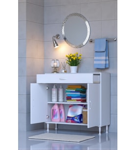 Eliusta Fre 90 cm Çok Amaçlı Dolap 1 Raflı Tek Çekmeceli Banyo Mutfak Dolabı 90x88x32,5 cm Organizer Dolap