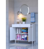 Eliusta Fre 90 cm Çok Amaçlı Dolap 1 Raflı Tek Çekmeceli Banyo Mutfak Dolabı 90x88x32,5 cm Organizer Dolap (Beyaz)