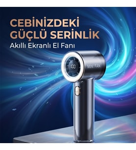 Şeffaf Tasarımlı Taşınabilir Mini El Vantilatörü, Dijital Ekranlı Yüksek Hızlı Soğutucu, Buz Etkili Cep Tipi Fan