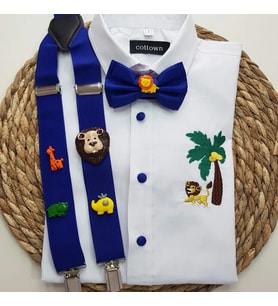 cool partyshop saks saferi konseptli erkek çocuk askı papyon gömlek