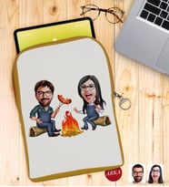 BK Gift Kişiye Özel Sevgililer Karikatürlü Taşınabilir Koruyucu Tablet Kılıfı & Organizer Çanta - Sarı-95