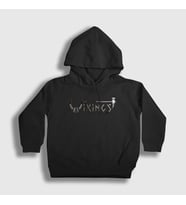 Presmono Unisex Çocuk Siyah Helmet Vikings Kapüşonlu Sweatshirt 221678tt