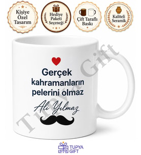 Süper Baba Yazılı Babalar Günü Hediyesi Özel Baskılı Kupa Bardak