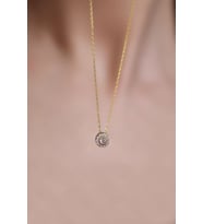 Papatya Silver 925 Ayar Gümüş Tek Taş Kolye (Gold)