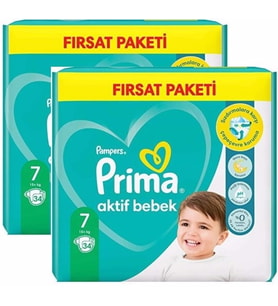 Prima Bebek Bezi Aktif Bebek 7 Beden 68 Adet XX Large Fırsat Paketi