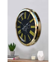 Black Marble Gold 52 Cm Metal Duvar Saati (Standart)