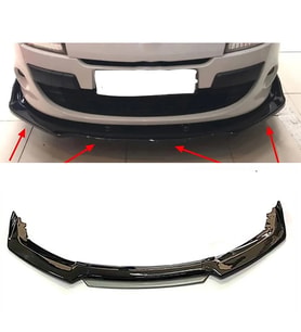 Renault Megane Mk3 Gri Renkli Şeritli Dilli Ön Lip 4 Prç Parlak Siyah ABS 2009 - 2016