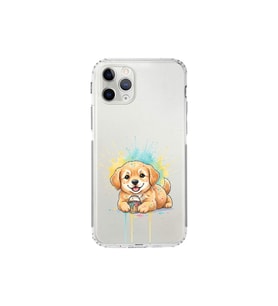 iPhone 11 Pro Max ile Uyumlu Splash Köpek Tasarımlı Şeffaf Silikon Kılıf