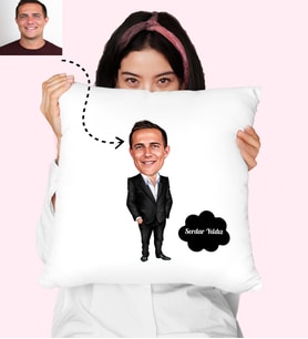 Karikatürlü Erkek Müdür Yönetici Kişiye Özel Yastık