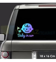 Biberon Arabada Bebek Var Baby On Boar Hologram Araba Oto Sticker Renkli Çıkartma Etiket 18 x 16 Cm
