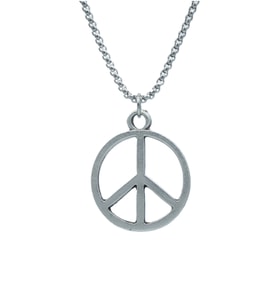Peace Barış İşareti Örme Zincir Kolye - Gümüş Kaplama - Erkek Kadın Kolye - No:1360