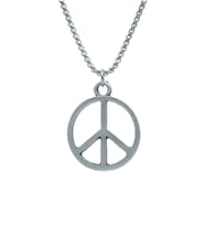 Peace Barış İşareti Örme Zincir Kolye - Gümüş Kaplama - Erkek Kadın Kolye - No:1360
