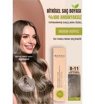 Renna AMONYAKSIZ Bitkisel Yıpranmış Saçlar İçin Saç Boyası 8-11 YOĞUN KÜLLÜ AÇIK KUMRAL 60ml