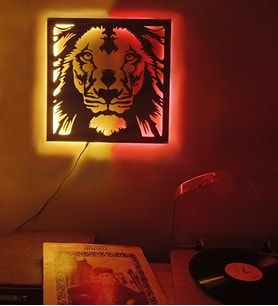 Led Işıklı Dekoratif Aslan Tablo Duvar Süsü Dekorasyon