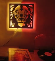 Led Işıklı Dekoratif Aslan Tablo Duvar Süsü Dekorasyon