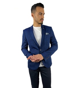 Lacivert Blazer Mono Yaka Slim Fit Yarım Astar Tek Ceket  Agustini