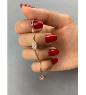 Baget Taşlı Rose Kaplama Gümüş Kadın Bileklik