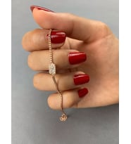 Baget Taşlı Rose Kaplama Gümüş Kadın Bileklik