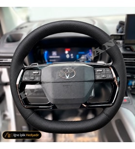Toyota Proace City Dikme Direksiyon Kılıfı Premium Komple Delikli Deri Siyah Dikiş Dream-Flame X-Pack-Passion X-Pack 2024-2026