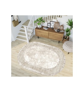Eliana Home Baskılı, Yıkanabilir Kaymaz Taban Oval Halı TYC00515953862 100x150 cm (Bej)