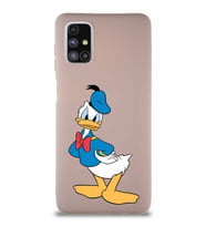 Samsung Galaxy M51 Soft Premier Kapak Donald Duck-D Tasarımlı Silikon Kılıf - Pudra (Şeffaf)