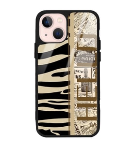 iPhone 13 Uyumlu Zebra Gazete Tasarımlı Glossy Telefon Kılıfı