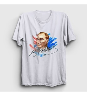 Presmono Unisex Beyaz 19 Mayıs 29 Ekim 23 Nisan İmza Atatürk T-Shirt 501450tt