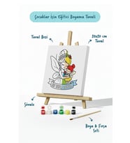 Çocuklar İçin En Tatlı Annem Boyama Tuvali Şövaleli Boya Seti 20x20 cm