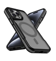 iPhone 14 Pro Max Kılıf M-safe Şarj Özellikli Renkli Kenar Airbag Şeritli Lamer Kılıf (Gri)