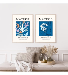 Mavinin Büyüsü Matisse  Duvar Tablosu Çerçeveli 2'li Set Ahşap Renk 21 x 30 Boyut/Ebat