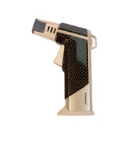 Parmida Tek Torch Pürmüz Karbon Desenli Gold Masa Tipi Metal Puro Çakmağı - TR9238