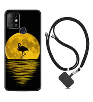 INFINIX Hot 8 9 10 11S Hot 10 Play 10T Kılıf Boyun Askılı Silikon Ay ve Flamingo 1775