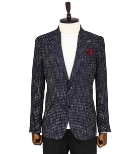 Desenli Slim Fit Spor Lacivert Erkek Ceket - Wessi
