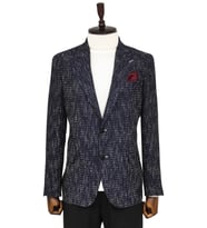 Desenli Slim Fit Spor Lacivert Erkek Ceket - Wessi