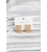 316L Çelik Gold Renk Motif Desenli Halka Kadın Küpe 5886 - SSSSSS4318-7346